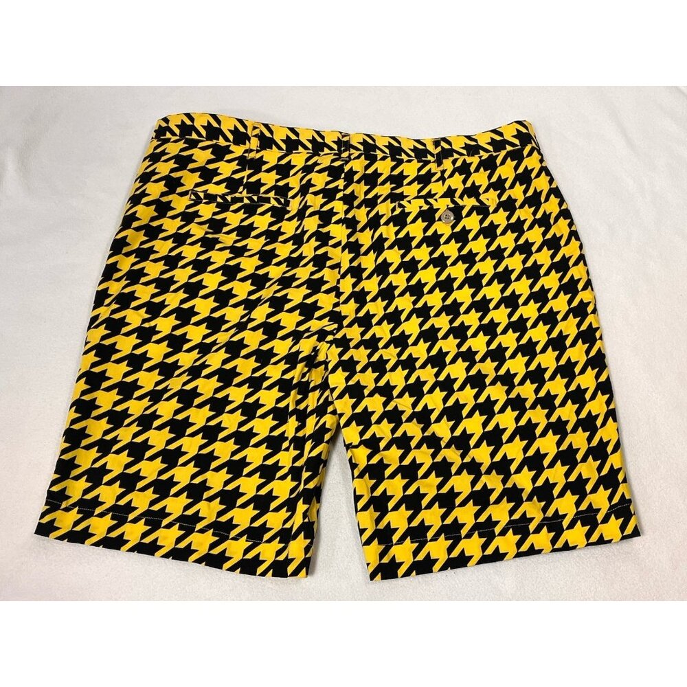 Loudmouth Golf Shorts Mens 42 Black Yellow Houndstooth Stretch - Picture 6 of 10